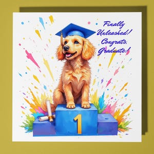 Cartão de formatura Golden Doodle - Animal engraçado - Cartão de felicitações premium e envelope - Cartão de cachorro personalizado - Irmão filho irmã amigo filha