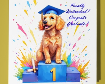 Golden Doodle Graduation Card - Funny Animal - Premium Greeting Card & Envelope - Personalised Dog card - Brother Son Sister Friend Daughter