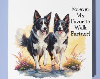 Two Border Collies Anniversary Card - Funny Animal - Premium Greeting Card & Envelope - Personalised Dog card - Wife Husband Boyfriend