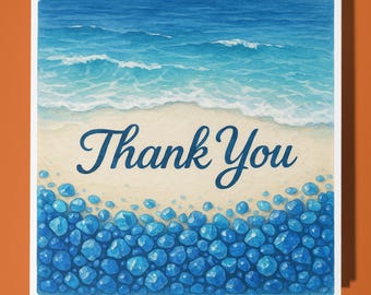 Blue Ocean and Blue Crystals - Thank you Card - Premium Greeting Card & Envelope - Personalised card - friend colleague teacher