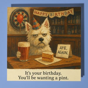 Scottish Terrier - Biglietto di auguri di buon compleanno - Animale divertente - Busta per biglietti di auguri premium - Biglietto di auguri personalizzato con cane - Sorella, figlia, amica, papà