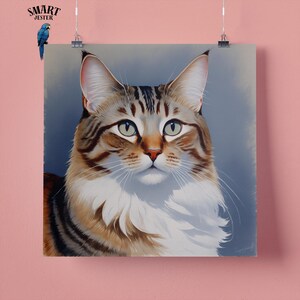 Elegante gatto soriano soffice, ritratto di animale domestico, stampa artistica da parete, regalo perfetto per gli amanti degli animali domestici, 295 mm x 295 mm, carta opaca 300 g/m², senza cornice