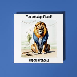 Beau lion fait main, vous êtes magnifique ! Carte de joyeux anniversaire Carte d'animal drôle Carte de voeux premium pour amoureux des animaux avec enveloppe