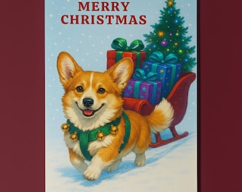 Corgi Dog - Santa’s Helpers Collection - Merry Christmas Card - Funny Dogs - Dog Breeds - Premium Greeting Card & Envelope Personalised