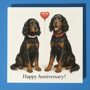 Cani Setter Gordon - Biglietto di auguri per il buon anniversario con animali divertenti - Busta per biglietti di auguri premium - Biglietto di auguri personalizzato con cane - Marito, moglie, fidanzato