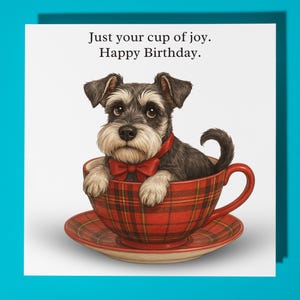 Fine Art Funnies - dwergschnauzer - gelukkige verjaardagskaart - premium wenskaart en envelop - gepersonaliseerde grappige hondenkaart - vriend