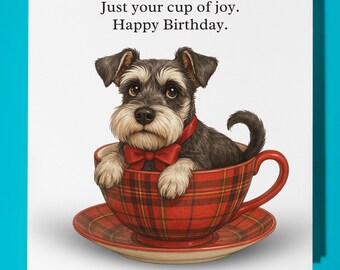 Fine Art Funnies - Miniature Schnauzer  - Happy Birthday Card - Premium Greeting Card and Envelope - Personalised funny dog card - Friend