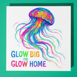 Collection marine - Méduses lumineuses et lumineuses - Carte de joyeux anniversaire - Carte de voeux et enveloppe premium - Amie de la famille, soeur, petite amie, maman