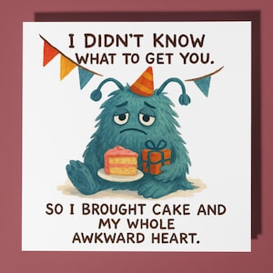 Monstro engraçado - Coleção Compassion - Cartão de feliz aniversário - Animais engraçados - Envelope de cartão de felicitações premium Cartão personalizado - Amigo