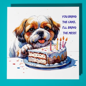 Carte de joyeux anniversaire chien shih tzu - carte de voeux premium animal drôle & enveloppe - carte chien personnalisée - fils soeur ami fille maman