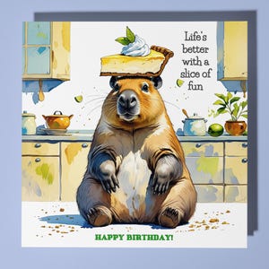 Capybara Geburtstagskarte - Lustiges Tier - Premium Grußkarte & Umschlag - Personalisierte Geburtstagskarte - Mama Papa Sohn Schwester Freund Bruder