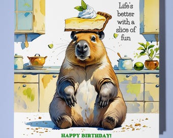 Capybara Birthday Card - Funny Animal - Premium Greeting Card & Envelope - Personalised Birthday card - Mum Dad Son Sister Friend Brother