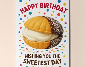 Dessert First! Collection - Oyster Delight Ice cream - Sweetest Day  - Birthday Card- Premium Greeting Card Envelope - Personalised card