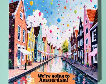 Amsterdam canal Card - Personalised card - surprise Card - Premium Greeting Card and Envelope - friend girlfriend boyfriend wife husband