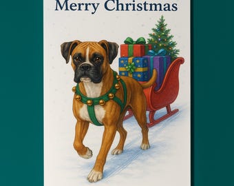 Boxer Dog - Santa’s Helpers Collection - Merry Christmas Card - Funny Dog Breeds - Premium Greeting Card & Envelope Personalised card - Son