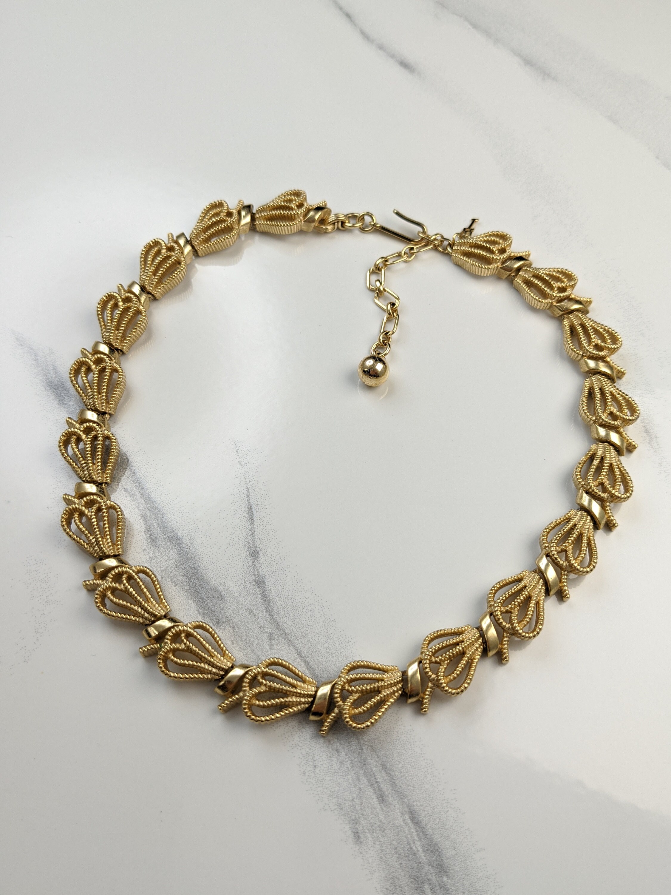 Lovely Vintage Goldtone Ribbon Design Necklace by Trifari Etsy
