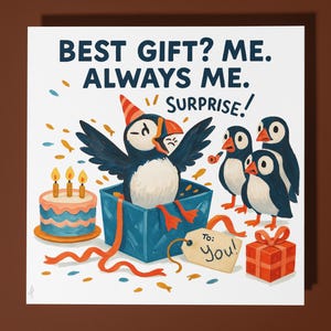 Biglietto di auguri di buon compleanno con pulcinelle di mare - Animale divertente - Busta per biglietti di auguri premium - Compleanno personalizzato - biglietto divertente - sorella figlia amica