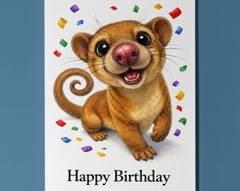 Animal Hugs Series Kinkajou: Sweet Jungle Smile Happy Birthday Card Premium quality Funny Cute Card Envelope Personalised Friends Family