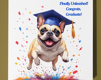 French Bulldog Graduation Card - Funny Animal - Premium Greeting Card  Envelope - Personalised Dog card - Brother Son Sister Friend Daughter