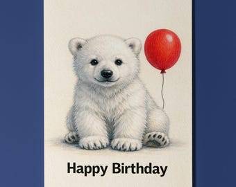 Animal Hugs Collection A Little Polar Bear for a Big Day Happy Birthday Card  Premium Greeting Card  Envelope Personalised - Friends Family