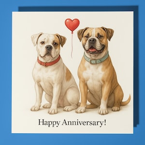 Amerikanische Bulldogge Hunde - alles Gute zum Jubiläum Karte Lustiges Tier - Premium Grußkarte & Umschlag - Personalisierte Hundekarte - Ehemann Freund