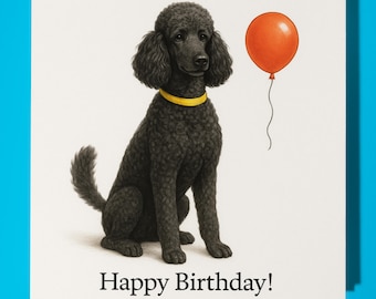 Dog Breeds Collection - Standard Poodle Dog - Happy Birthday Card - Funny Animal - Premium Greeting Card & Envelope - Personalised card
