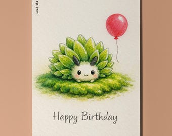 Animal Hugs - Leaf sheep: Simply succulent Happy Birthday Card Premium Greeting Card and Envelope Personalised Friends Family members