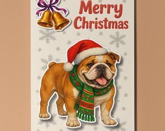 English Bulldog Dog - Pop Pets 3D Collection - Christmas Card - Funny Animal - Premium Quality Greeting Card Envelope - Personalised card