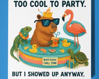 Funny Capybara - Happy Birthday Card - Funny Animal  Premium Greeting Card & Envelope - Personalised card sister daughter friend brother Dad