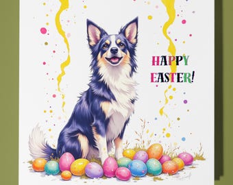 Border Collie dog Easter Card - Funny Animal - Premium Greeting Card & Envelope - Personalised Dog card - friend colleague Mum Dad Sister