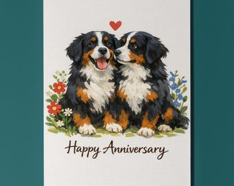 Bernese Mountain Dogs Love - Anniversary Card - Funny Dog Breeds - Premium Greeting Card & Envelope - Personalised card Couple Wife Husband
