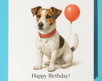 Dog Breeds Collection - Jack Russel Terrier Dog - Happy Birthday Card - Funny Animal - Premium Greeting Card & Envelope - Personalised card