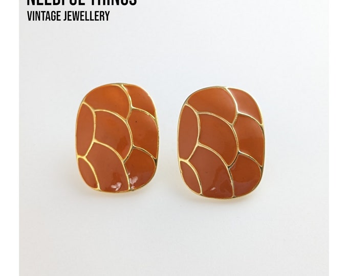 Elegant Jewellery Terracotta & Gold-Tone Vintage Earrings