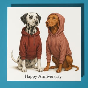 Dalmatien et vizsla - carte de joyeux anniversaire drôle d'animal - enveloppe de carte de voeux premium - carte de chien personnalisée - couple mari femme