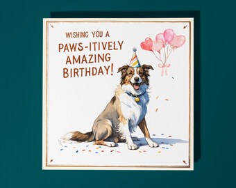 Handmade Cute Border Collie Dog breed Amazing Birthday Happy Birthday Card Funny Animal Card Animal Lovers Premium Greeting Card & Envelope