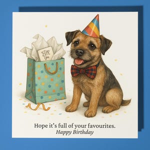 Cane Border Terrier Spero che sia pieno dei tuoi preferiti Biglietto di auguri di compleanno - Busta per biglietti di auguri premium Biglietto divertente personalizzato - amico famiglia