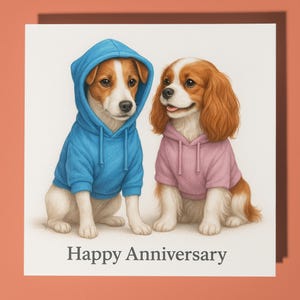 Jack Russell Terrier Cavalier King Spaniel - Biglietto di auguri di buon anniversario - Animali divertenti - Biglietto di auguri premium e busta - Biglietto personalizzato