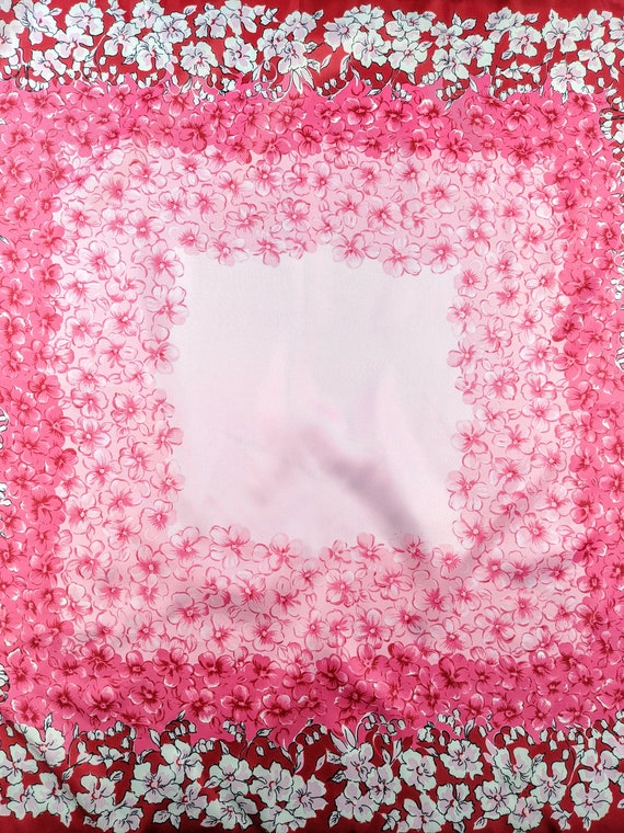 Lovely Vintage French Rose Pink Silky Fabric Scar… - image 3