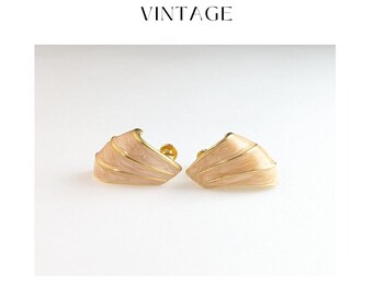 Radiant Elegance: Napier Jewellery  Gold-Tone & Pink Enamel Clip-On Earrings
