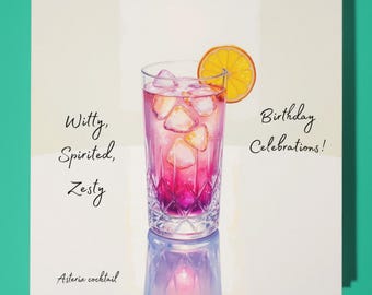 Asterix cocktail -  Happy Birthday Card - Premium Greeting Card & Envelope - Personalised funny card - friend family