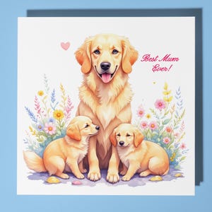 Tarjeta del Día de la Madre con un Golden Retriever - Animal divertido - Tarjeta de felicitación premium y sobre - Tarjeta personalizada para perro - Mamá Madre