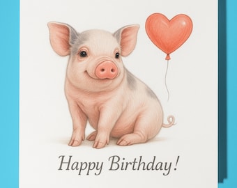 Animal Hugs Collection - Snortcake Mini Pig - Birthday Card - Funny Animal - Premium Greeting Card Envelope - Personalised card - Friend