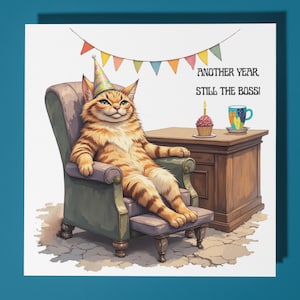 Gatto soriano fatto a mano - Biglietto di auguri personalizzato con gatto - Figlio, sorella, figlia, mamma, papà - Biglietto di auguri di compleanno, biglietto di auguri con animali divertenti - Busta per biglietti di auguri premium