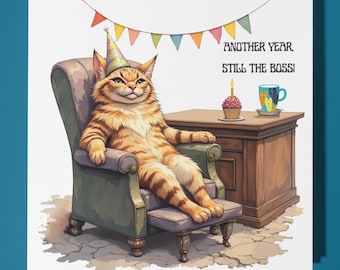 Handmade Tabby cat - Personalised Cat card - Son Sister daughter Mum Dad - Birthday Card Funny Animal Card - Premium Greeting Card Envelope