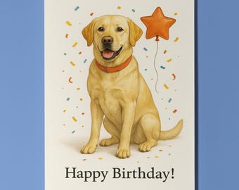 Dog Breeds Collection - Labrador Dog Happy Birthday Card - Funny Animal - Premium Greeting Card Envelope - Personalised card - Friend Family
