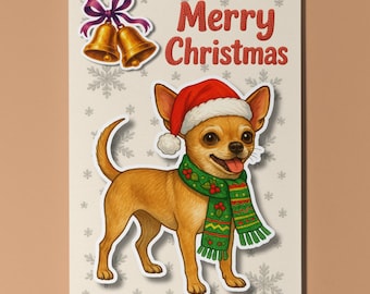 Chihuahua Dog Breeds - Pop Pets 3D Collection - Merry Christmas Card - Funny Animal Premium Quality Greeting Card Envelope Personalised card