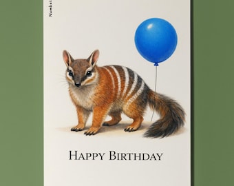 Animal Hugs Series Numbat: Striking Celebration Happy Birthday Card Premium quality Greeting Card  and Envelope Personalised Friends Family