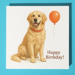 Dog Breeds Collection - Golden Retriever Happy Birthday Card - Funny Animal - Premium Greeting Card & Envelope - Personalised Dog card