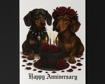 Dog Breeds Collection - Gothic Passion - Dachshund dogs - Anniversary Card - Funny Dogs - Premium Greeting Card Envelope - Personalised card