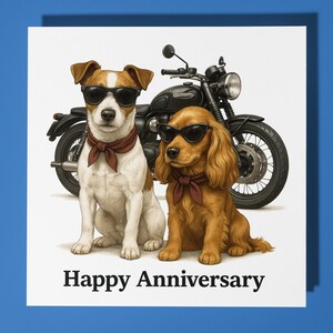 Cocker anglais Jack Russell Terrier - Enveloppe de carte de joyeux anniversaire de moto, drôle d'animal - Carte de chien personnalisée